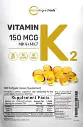 Label for Vitamin K2 150 mcg