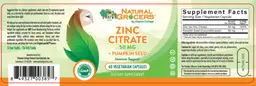 Label for Zinc Citrate 50 mg + Pumpkin Seed