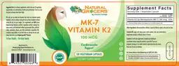 Label for MK-7 Vitamin K2 100 mcg
