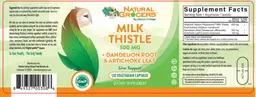 Label for Milk Thistle 300 mg + Dandelion Root & Artichoke Leaf