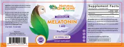 Label for Melatonin 1 mg Chocolate