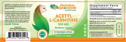 Label for Acetyl L-Carnitine 500 mg