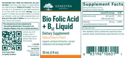 Label for Bio Folic Acid + B12 Liquid Natural Cherry Flavor