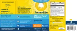 Label for Ultimate Flora Probiotic Extra Care