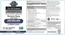 Label for Platinum Series Restore Sleep with Herbs