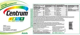 Label for Centrum Adults