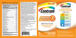 Label for Centrum Specialist Energy Multivitamin