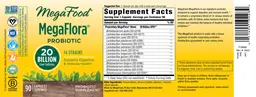 Label for MegaFlora Probiotic