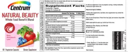 Label for Centrum Natural Beauty