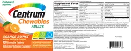 Label for Centrum Chewables Adults Orange Burst