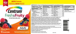 Label for Centrum Fresh & Fruity Chewables Adults Mixed Berry