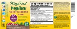Label for MegaFlora Women's Probiotic