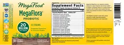 Label for MegaFlora Probiotic