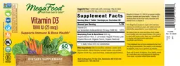 Label for Vitamin D3 1000 IU (25 mcg)