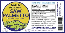 Label for Saw Palmetto 500 mg