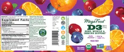 Label for D3 1000 IU 25 mcg Bone, Muscle & Immune Support Mixed Fruit