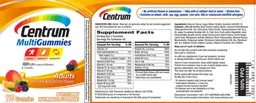 Label for Centrum MultiGummies Adults Assorted Natural Fruit Flavors