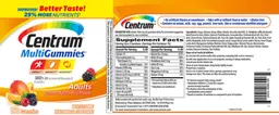 Label for Centrum MultiGummies Adults Assorted Natural Fruit Flavors