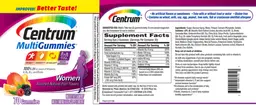 Label for Centrum MultiGummies Women Assorted Natural Fruit Flavors