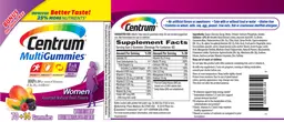 Label for Centrum MultiGummies Women Assorted Natural Fruit Flavors