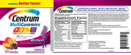 Label for Centrum MultiGummies Women Assorted Natural Fruit Flavors