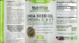 Label for Chia Seed Oil Omegas 3, 6 & 9