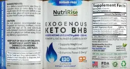 Label for Exogenous Keto BHB 1200 mg Sugar-Free