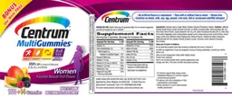 Label for Centrum MultiGummies Women Assorted Natural Fruit Flavors