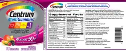 Label for Centrum MultiGummies Women 50+ Assorted Natural Fruit Flavors