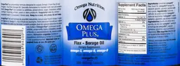 Label for Omega Plus Flax Borage Oil