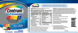 Label for Centrum MultiGummies Men 50+ Assorted Natural Fruit Flavors