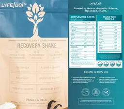 Label for Clean & Lean Recovery Shake Vanilla Chai