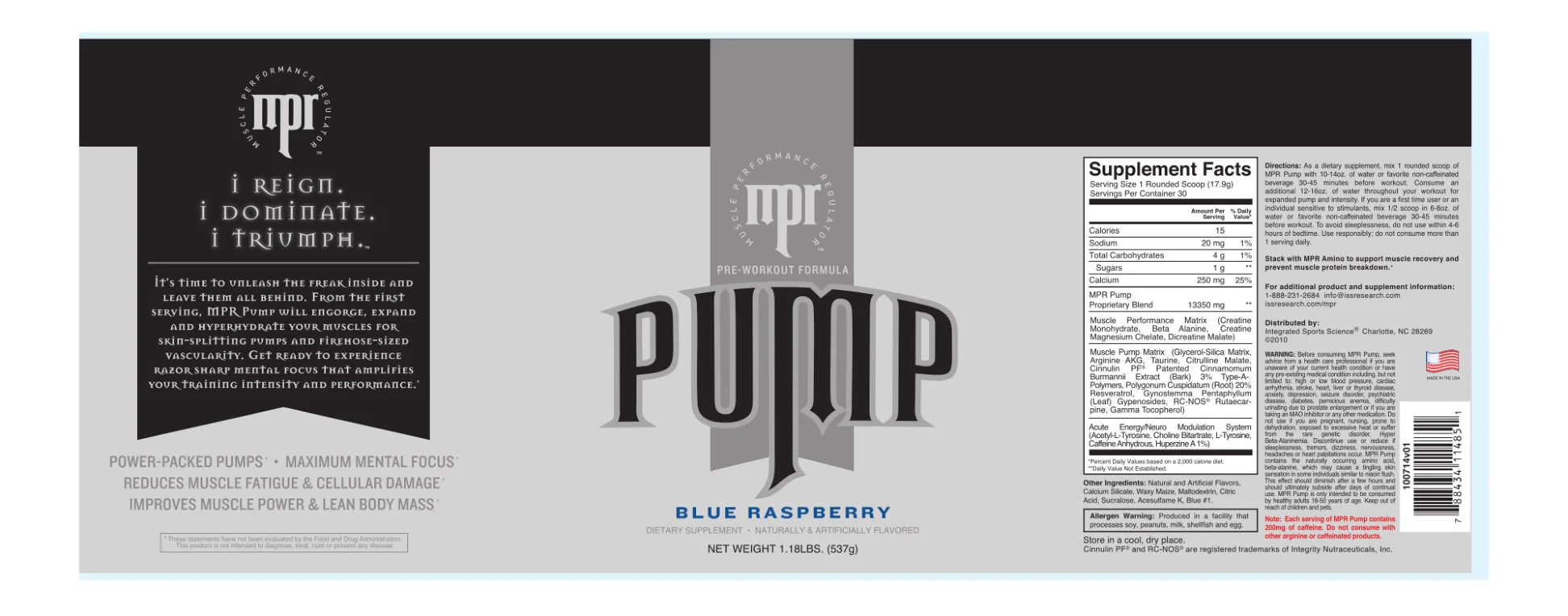 Label for Pump Blue Raspberry