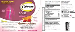 Label for Caltrate Bone Health Gummy Bites Black Cherry, Orange & Strawberry