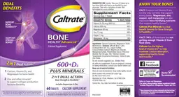 Label for Caltrate Bone Health Advanced 600+D3