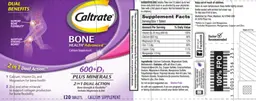 Label for Caltrate Bone Health Advanced 600+D3