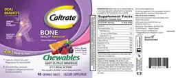 Label for Caltrate Bone Health Advanced Chewables 600+D3 Plus Minerals Cherry, Orange & Fruit Punch