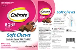 Label for Caltrate Bone Health Soft Chews 600+D3 Bone Strength Chocolate Truffle