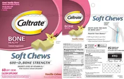Label for Caltrate Bone Health Soft Chews 600+D3 Bone Strength Vanilla Creme