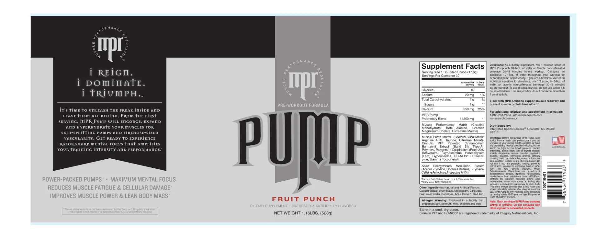 Label for Pump Fruit Punch