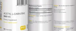Label for Acetyl L-Carnitine 500 mg