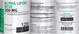 Label for Alpha Lipoic Acid 200 mg