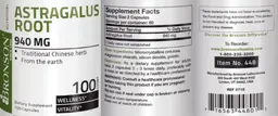 Label for Astragalus Root 940 mg