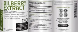Label for Bilberry Extract with Lutein
