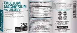 Label for Calcium, Magnesium and Vitamin D