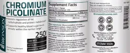 Label for Chromium Picolinate