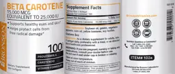 Label for Beta Carotene 15,000 mcg