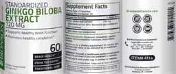 Label for Ginkgo Biloba Extract 120 mg