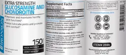 Label for Extra Strength Glucosamine and Chondroitin