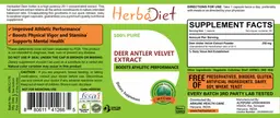 Label for Deer Antler Velvet Extract